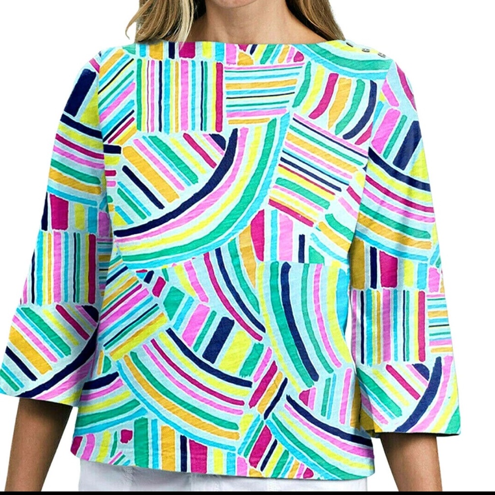 FRESH‎ PRODUCE Women’s Sundrenched Isla Seaglass Top Shirt Cotton Size Large